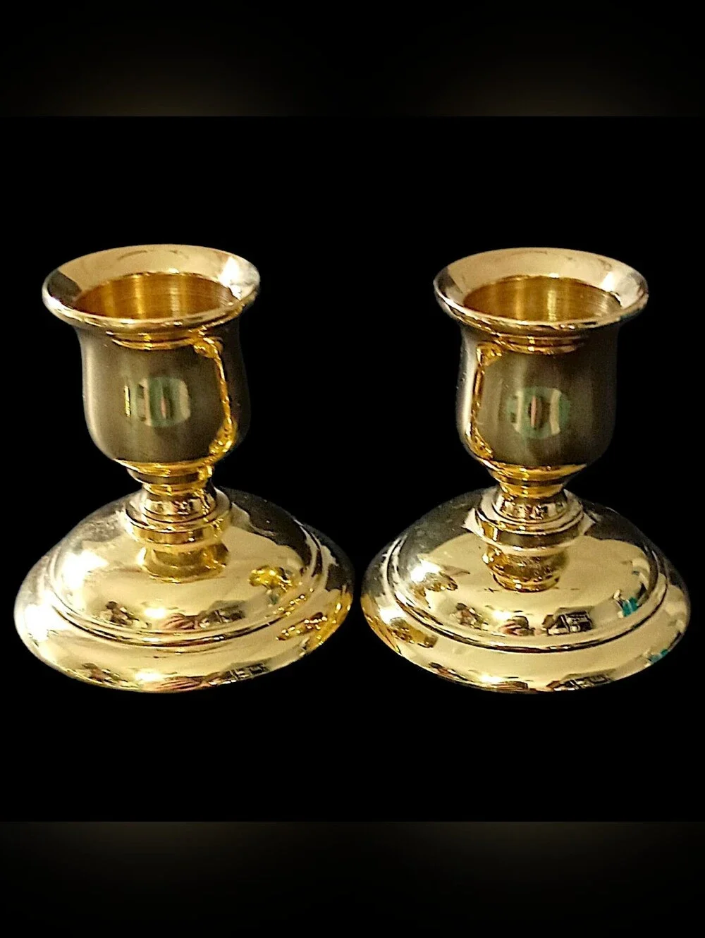 2 Vintage PartyLite Brass Candle Holders Mini Tapers Gold Tone Candlesticks